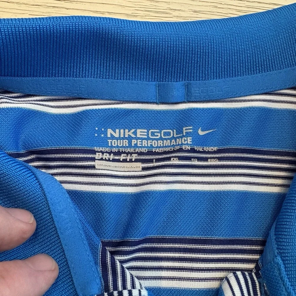 Nike Golf Polo Shirt Mens 2XL Blue Striped Dri-FIT Tour Performance 639710-406